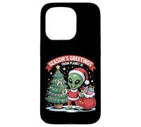 Season’s Greetings Planet Funny Alien Santa Sci-Fi Case for iPhone 15 Pro