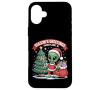 Season’s Greetings Planet Funny Alien Santa Sci-Fi Case for iPhone 16 Plus