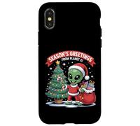 Season’s Greetings Planet Funny Alien Santa Sci-Fi Case for iPhone X/XS