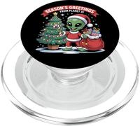 Season’s Greetings Planet Funny Alien Santa Sci-Fi PopSockets PopGrip for MagSafe