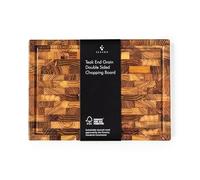 Season Teak End Grain Chopping Board - Small - Wooden Butcher’s Block for Everyday Prep, Gentle On Knives and Built for Long-Lasting Use - Solid Teak Wood Board for Cutting, Carving and Serving