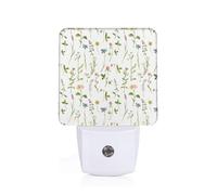 Season Watercolors of Herbs Flowers Print Plug-in Night Light for Bedroom Hallway Bathroom Mounted Lighting Dorm Home Decor