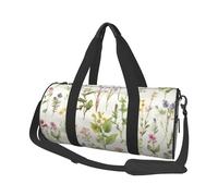 Season Watercolors of Herbs Flowers Printed Round Travel Duffel Bag Large Overnight Weekend Bags for Hiking, Vacations, Gym, Sports