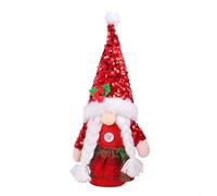 Seasonal 11 Inch Gnome Doll In Red Sequined Hat For Enhancing Your Holiday Home Decorations(B)