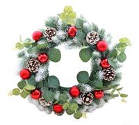 Seasonal 40CM Plastic Eucalyptus Leaf Wreath for Hanging on Doors Windows Botanical Greenery Holiday Decorative Accent