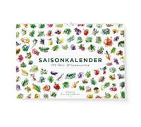 Seasonal calendar for fruit and vegetables, ring calendar A4 or A3 with 101 coloured illustrations of the most popular fruits and vegetables in Central Europe