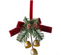 Seasonal Christmas Bell Bow Pinecone Berry Wreath Hanging Ornament Decor With Elegant Bow And Vine Details For Tree And Car(Style B)