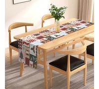 Seasonal Christmas Table Runner for Dining Table, Made of Flax Fabric Protecting from Heat and Scratches, Suitable for Home Party Decor
