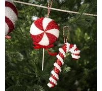 Seasonal Christmas tree ornaments foam lollipops, featuring traditional red and white colors, lightweight and for easy hanging on wreaths and various festive displays (B)
