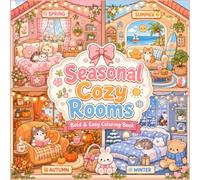 Seasonal Cozy Rooms Coloring Book: Bold & Easy Kawaii Spaces for Every Season