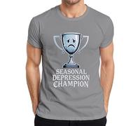 Seasonal Depression Champion Trophy Sad Face Funny Gift Men's T-Shirt, gray, 3XL
