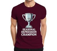 Seasonal Depression Champion Winter Trophy Snowflake Gift Men's T-Shirt, burgundy, M