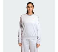 adidas Women's Seasonal Essentials Colorpop Sweatshirt with Embroidered Graphic, light grey heather/active maroon, XXS