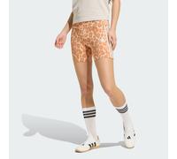 adidas Women's Seasonal Essentials Leopard Print Biker Shorts with 3-Stripes, Multicolor/Wonder Alumina, L