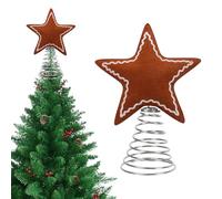 Seasonal Felt Accent - Decorative Felt Star Topper | Star Tree Topper Center, Lightweight Rustic Design With Ribbon Tie, Indoor Outdoor Balcony Christmas Decor, Garden Photo Prop, Apartment Holiday Di