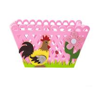 Seasonal Felt Baskets with Bunny and Chicken Images for Easter, Perfect for Organizing Chocolates, Candy, and Small Items (pink)
