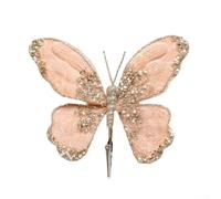 Seasonal For Christmas Tree Decoration Featuring Multicolor Glitter Sequins Flannel Butterfly with Lightweight Build and Ready to Hang Convenience (Gold)