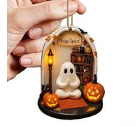 Seasonal Halloween Spooky Ornament Made From Acrylic, Smooth To The Touch With Vibrant Sublimation Printing And A Jute String For Hanging On Various Decor Surfaces