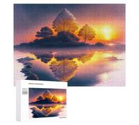 Seasonal Home Décor: Sunset Reflections on Serene Lake, 500 PCS, Jigsaw Puzzle for Adults - for A Rewarding Weekend Challenge
