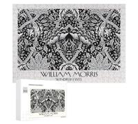 Seasonal Home Décor - William Morris Windrush Black & White, Wooden Brain Teaser for Adults, 300 PCS - for Detail-Focused Puzzlers