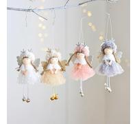 Seasonal Home Decor with 4 Piece Christmas Angel Girl Hanging Ornaments Set for Tree and Mantel