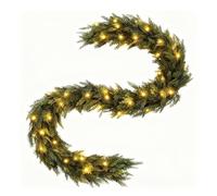 Seasonal Leaf Arrangement - Pine Needle Vine with Integrated Warm Luminous Bulbs, Textured Botanical Shape, , Evergreen Crafts, Winter Time Display for Doors, G