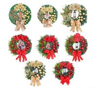 Seasonal LED Lighted Wreath with Red Bow for Door and Window Decoration Featuring Strong Plastic and Wire Frame Build (G-30cm)