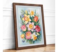 Seasonal Posy Botanical Framed Wall Art Print A1 Walnut