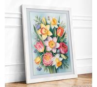 Seasonal Posy Botanical Framed Wall Art Print A1 White