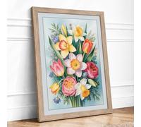 Seasonal Posy Botanical Framed Wall Art Print A2 Oak