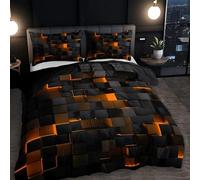 Seasonal Tech Feel Bedding Digital Print, Digital Printing Quilt Three-Piece Set, Full Size Dark Geometric Comforter Sets, Instantly Adds Cyber Vibe, with Quilt Cover & Pillowcases (#A,King)