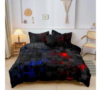 Seasonal Tech Feel Bedding Digital Print, Digital Printing Quilt Three-Piece Set, Full Size Dark Geometric Comforter Sets, Instantly Adds Cyber Vibe, with Quilt Cover & Pillowcases (#G,King)
