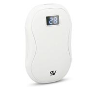 Seasonal Vibes Rechargeable Electric Hand Warmer & Power Bank, 3-Gear Heat, Digital Display, Type-C Fast Charge, 13-Hour Battery, Pocket-Sized, ABS Plastic (White)