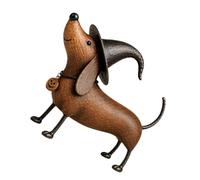 Seasonal Witch Hat Dog Decor with Textured Wood Construction | Playful Dachshund Form, Freestanding Four-Legged Display Shape, Witch-Themed Accent for Seasonal Home Arrangements