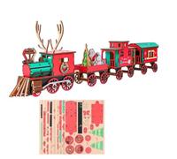 Seasonal Wooden Train Project, Festive Christmas Assembly Set, Decorative Shelf Piece for Cozy Home Hobby Moments, Holiday Table Styling Wooden Christmas Train Model Holiday Assembly Set Festive Decor