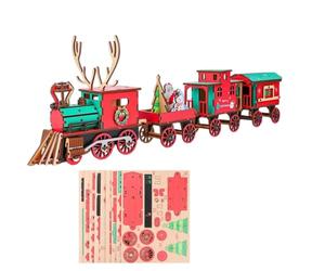 Seasonal Wooden Train Project, Festive Christmas Assembly Set, Decorative Shelf Piece for Cozy Home Hobby Moments, Holiday Table Styling Wooden Christmas Train Model Holiday Assembly Set Festive Decor