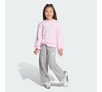 adidas Girl's Seasonals Ruffles Sweatset Little Girls Track_Suit, clear pink/white, 4-5 Years