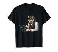 Seasoned Investor Wolf Analyzing Stock Charts on Tablet T-Shirt