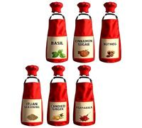 Seasoning Apron Costume | 6 Piece Set of Comfortable & Adjustable Dress-Up, Red Halloween Apron for Large Groups | For Parties & Events & Men & Team & Family & Food