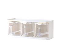 Seasoning Box Clear Spice Pots 3 Pieces Condiment Storage Box with Cover Spoon Handle