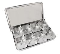 Seasoning Box, Detachable 8 Grids Stainless Steel Seasoning Box Condiment Storage Containers with Spoon for Sugar Salt Cardamom Cinnamon Tea Herbal Kitchen Utensils