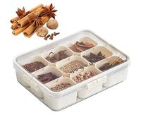 Seasoning Box, Large Capacity Seasoning Box, Masala Dabba Organizer With Lid Top, Divided Salt And Sugar Container, 9 Grid Condiment Storage Container For Seasonings & Herbs
