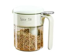 Seasoning Box - Moisture Proof with Spoon | Kitchen Glass Condiment Bottle - for Sugar Vinegar Sesame Salt Meal Prep Dish Serving Catering Truck Camping