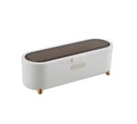 Seasoning Box Set for Kitchen Storage - 4-Compartment Transparent Clamshell Spice Jars with Matching Spoons, Compact 26 x 7.5 cm Plastic Organizer for Homes & Small Kitchens(White)