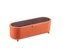 Seasoning Box Set Kitchen Storage Container with 4 Spice Jars and Spoons Transparent Clamshell Design Compact Plastic Organiser for Home Spices(ORANGE)