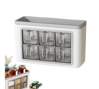 Seasoning Box Storage Organizer - Kitchen Wall Organizer with Spoons | Clear Seasoning Rack with 6 Compartment | Space-saving Spices Rack | White And Gray Spices Rack for Home, Kitchen, Hotel, Cafe