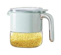 Seasoning Container - 8.6oz Clear Glass Condiment Canisters Pots | Glass Jar With Lid And Built-in Spoon | For Dining Table Restaurant Salt Pepper Storage | Airtight Onë Button Press Seal Moisture Pr