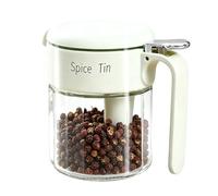 Seasoning Container | Moisture Proof with Spoon,Glass Seasoning Jar Lidded Bottle,for Sugar Vinegar Sesame Salt Meal Prep Dish Serving Catering Truck Camping