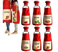 Seasoning Halloween Costume, 6 Set Comfortable Adjustable Outfit, Large Group Halloween Red Apron, for Men Women Team Events Role Playing Chef Family Food Pizza