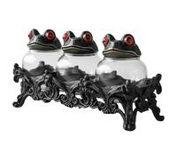 Seasoning Jars - 30x15x18cm Frog Design Salt Pepper Organization Canister | Apothecary Jar With Lids | Witch-Style Kitchen Decor For Kitchen Pantry Cabinet Counter Food Home House Camping